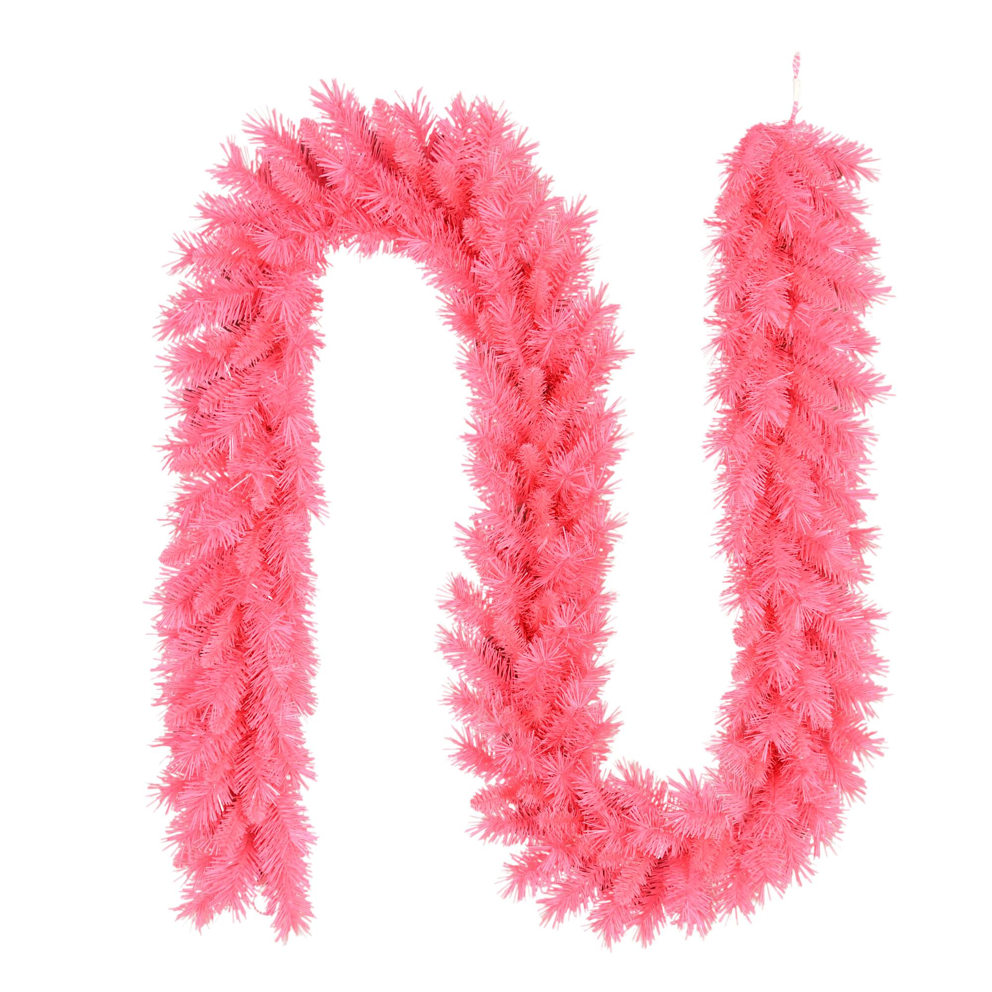 9ft. Pink Artificial Round Valley Pine Garland